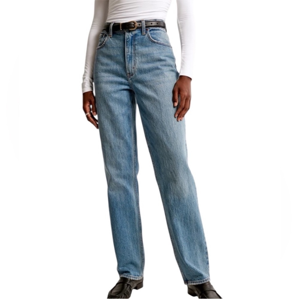 Abercrombie & Fitch Women's the 90s Straight Jeans Blue, Ultra High Rise Sz 30 L